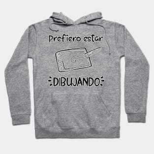 Prefiero estar dibujando (digital) [negro] Hoodie